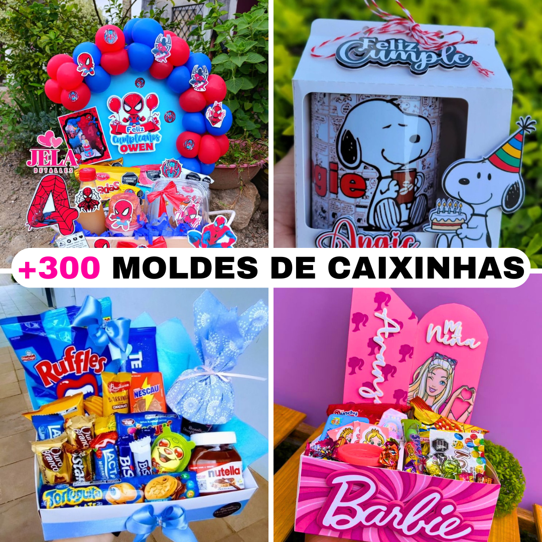 Amostra dos modelos de caixinhas incluídos no kit